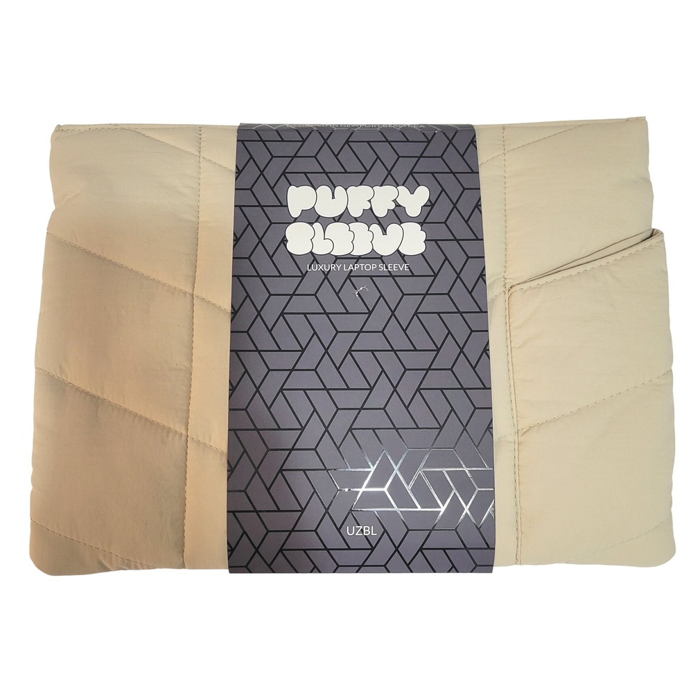 Puffy Sleeve Luxury Laptop Sleeve‎ Case Beige Quilted Pouch UZBL Pillow Case